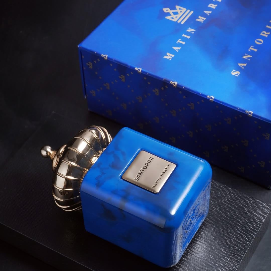 Santorini Eau de Parfum 100ML unisex fragrance bottle with elegant Mediterranean-inspired design