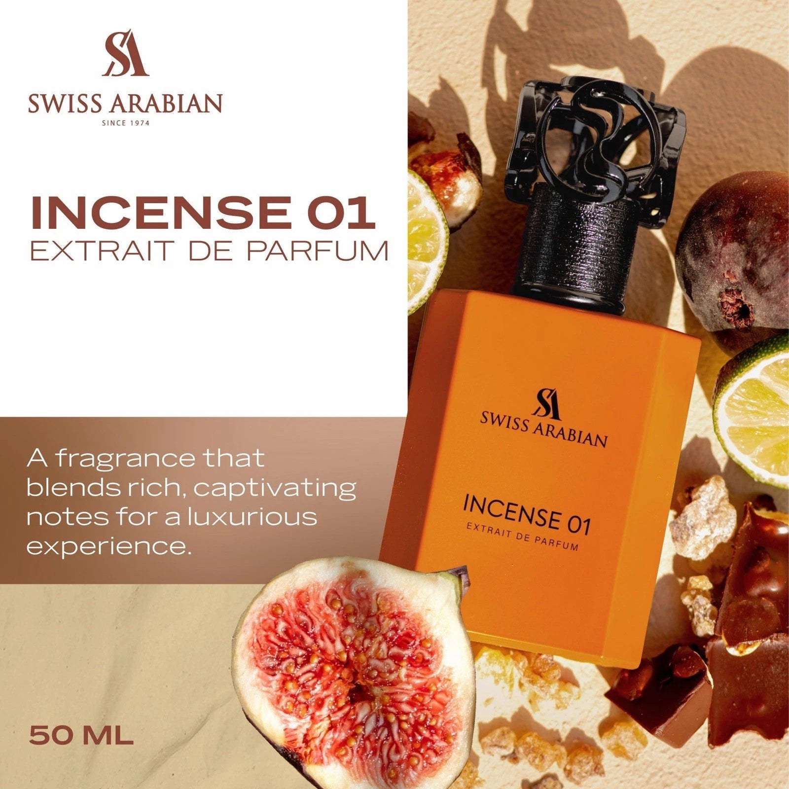 Swiss Arabian Incense 01 Extrait de Parfum 50ml 1.7oz bottle and box