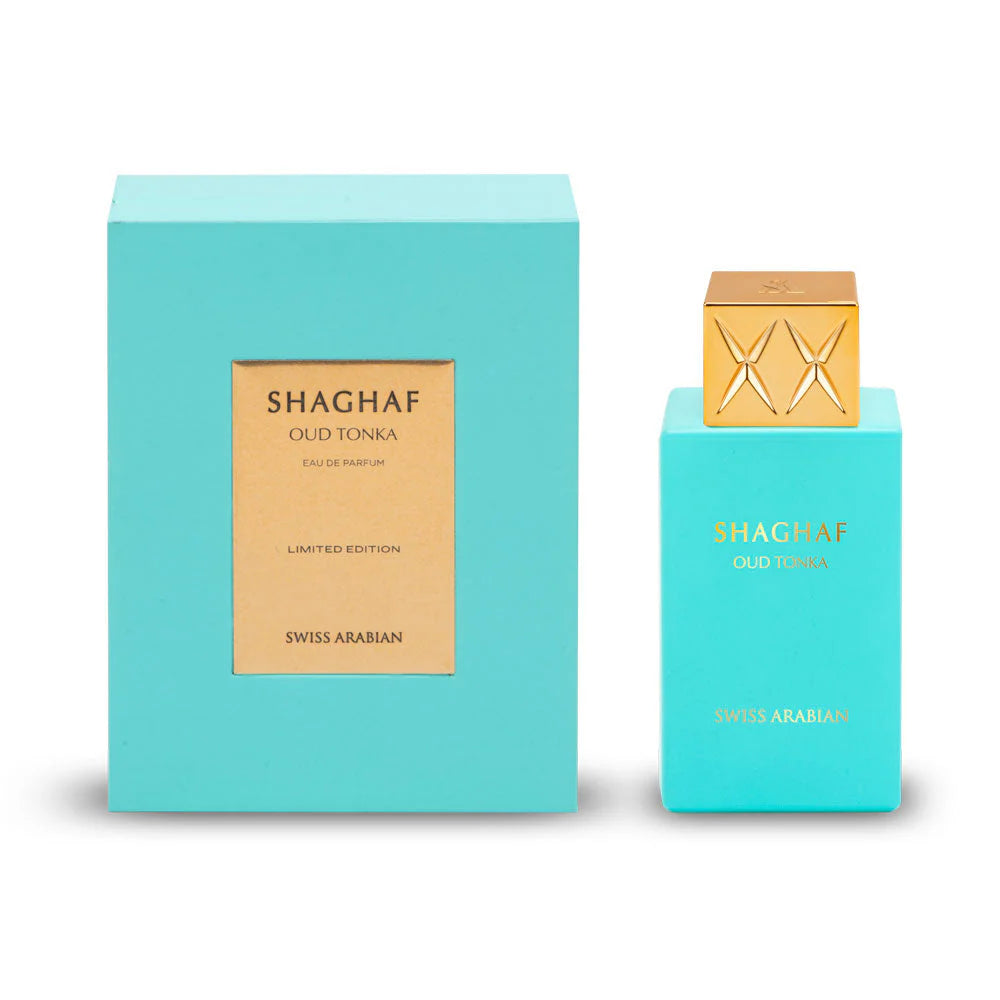 Swiss Arabian Shaghaf Oud Tonka Eau de Parfum 75ml 2.5oz bottle and box