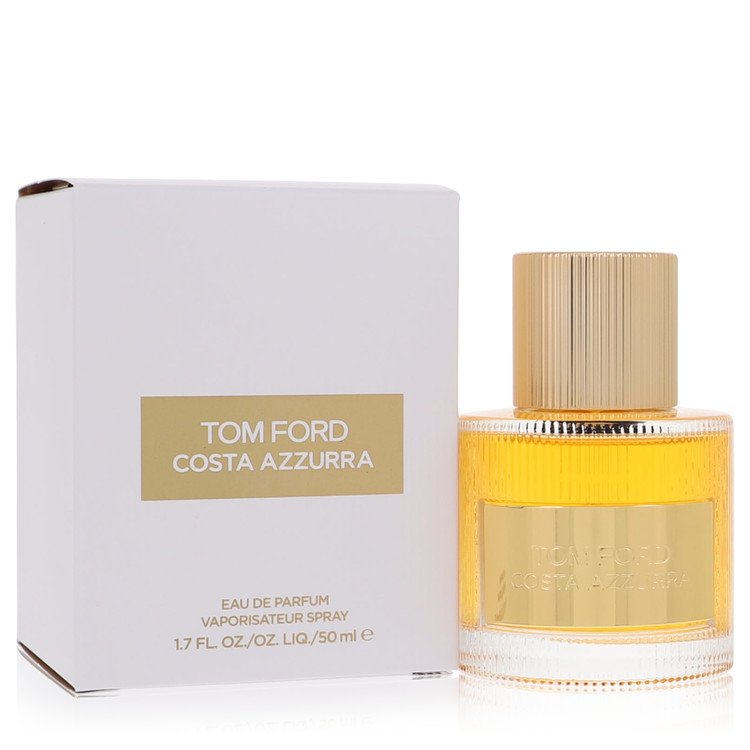 Tom Ford Costa Azzurra 50 ml Eau de Parfum unisex driftwood sea-air cardamom citrus fragrance bottle on white background
