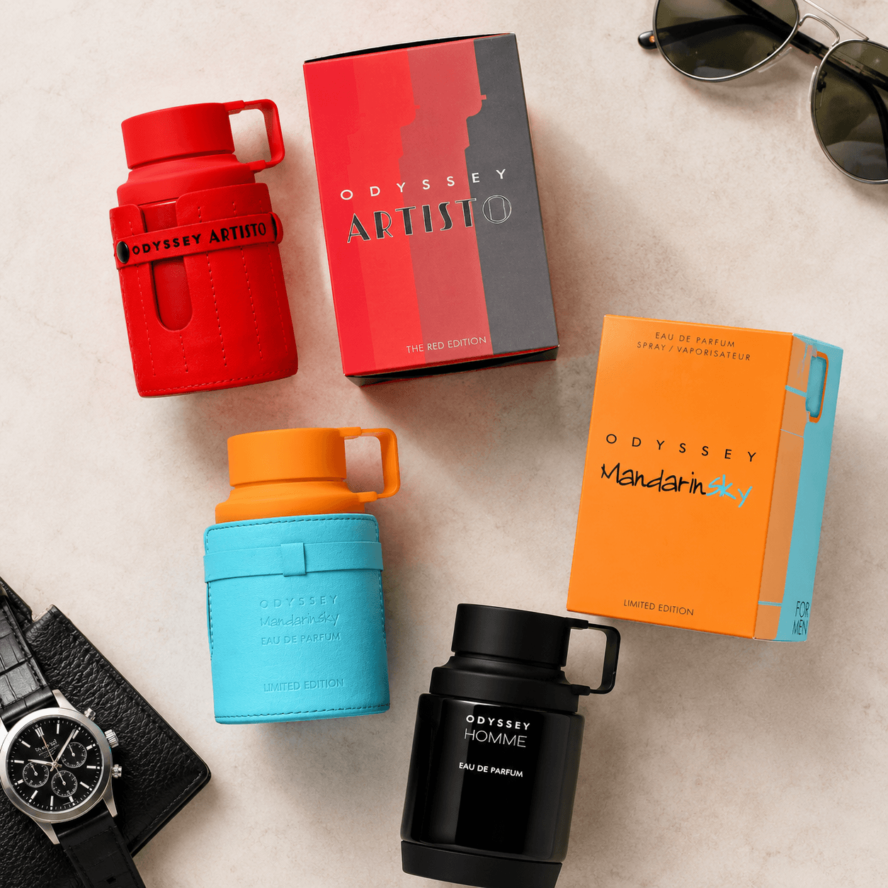 Armaf Odyssey Artisto Red Edition Mandarin Sky and Odyssey Homme 3-piece Eau de Parfum bundle
