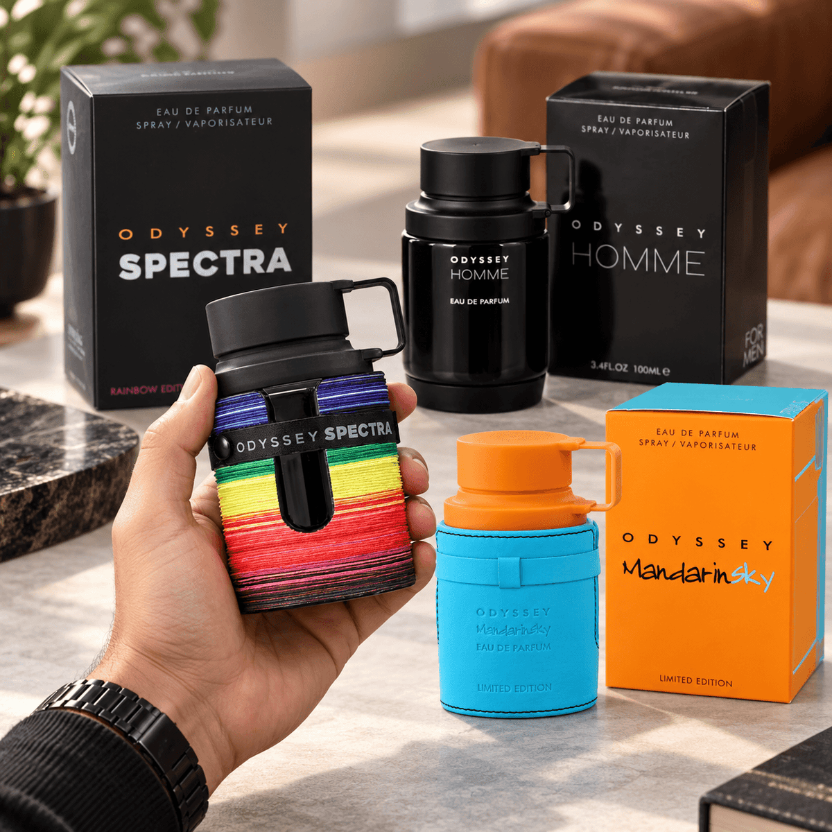Armaf Odyssey Spectra Rainbow Edition Homme and Mandarin Sky three-piece men’s Eau de Parfum bundle