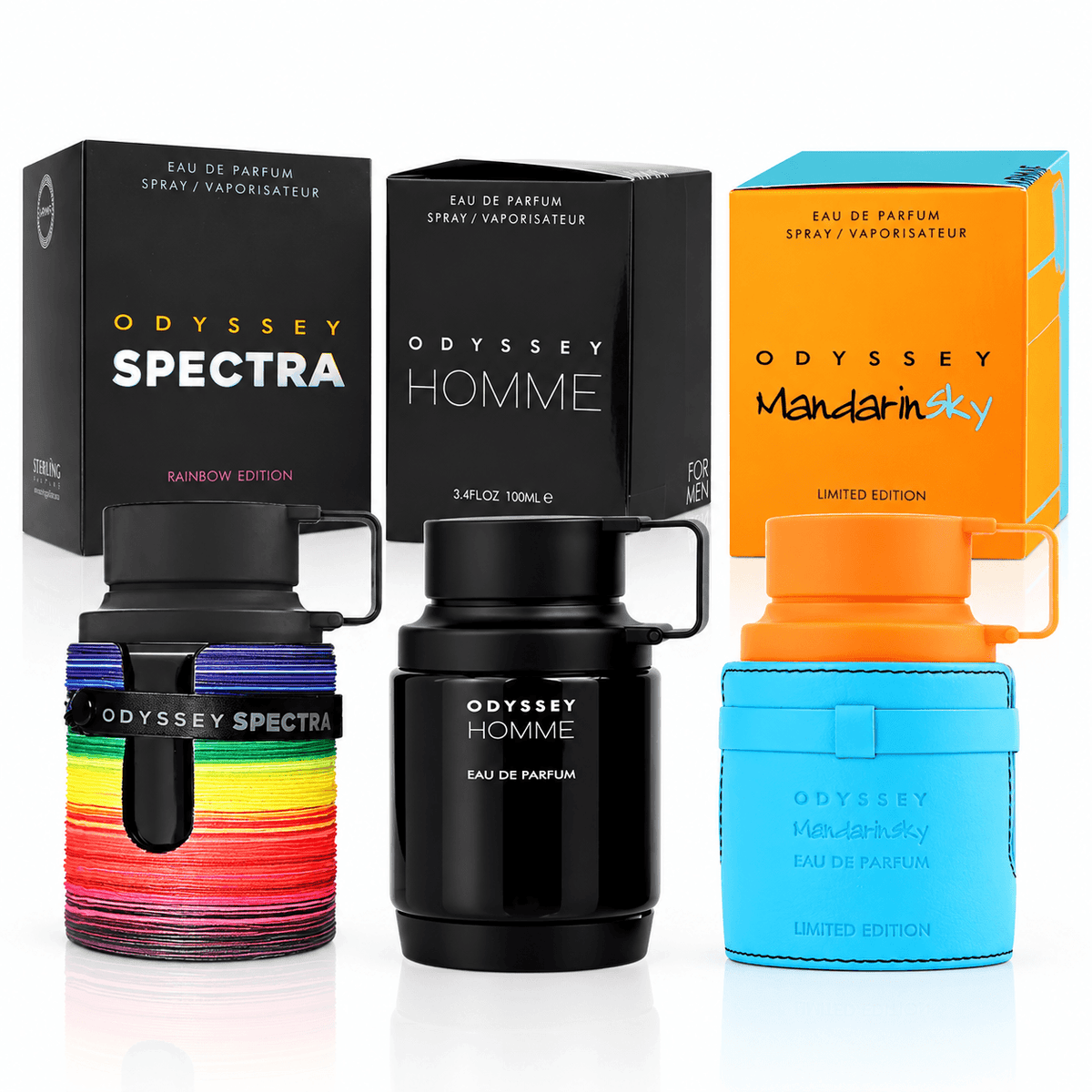 Armaf Odyssey Spectra Rainbow Edition Homme and Mandarin Sky three-piece men’s Eau de Parfum bundle