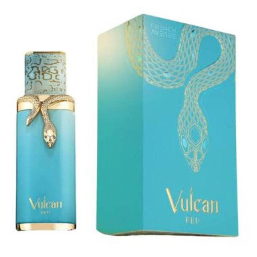 Fragrance World French Avenue Vulcan Feu 100 ml Eau de Parfum – mango lemon ginger rhubarb pink pepper jasmine violet tonka cedarwood moss unisex fragrance bottle on white background