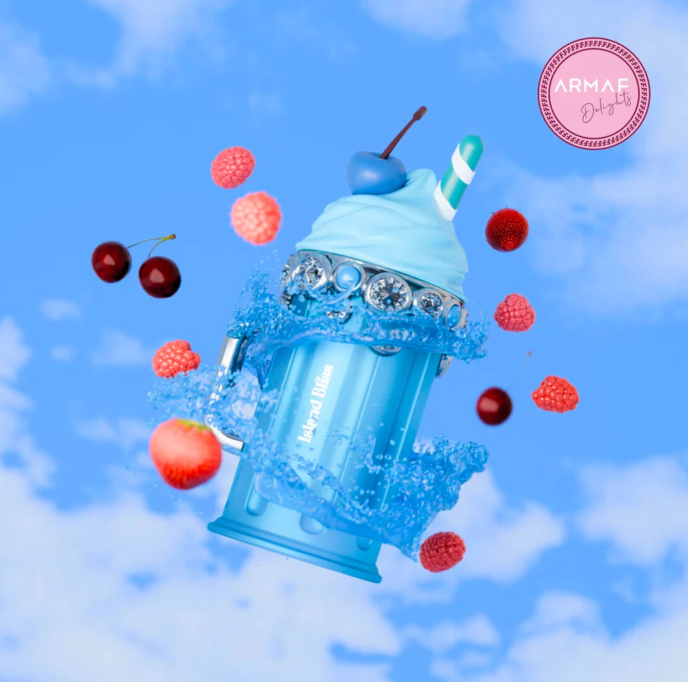 Shop Armaf Island Bliss 100ml – a tropical floral-gourmand scent with wild berries, coconut, vanilla, and musk. Joyful, fresh, long-lasting.