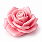 Large 3D rose silicone candle mold with raised support base and finished rose example