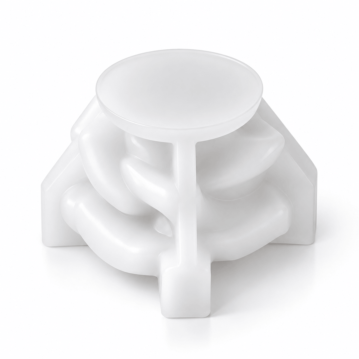 Large 3D rose silicone candle mold with raised support base and finished rose example