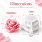 Large 3D rose silicone candle mold with raised support base and finished rose example