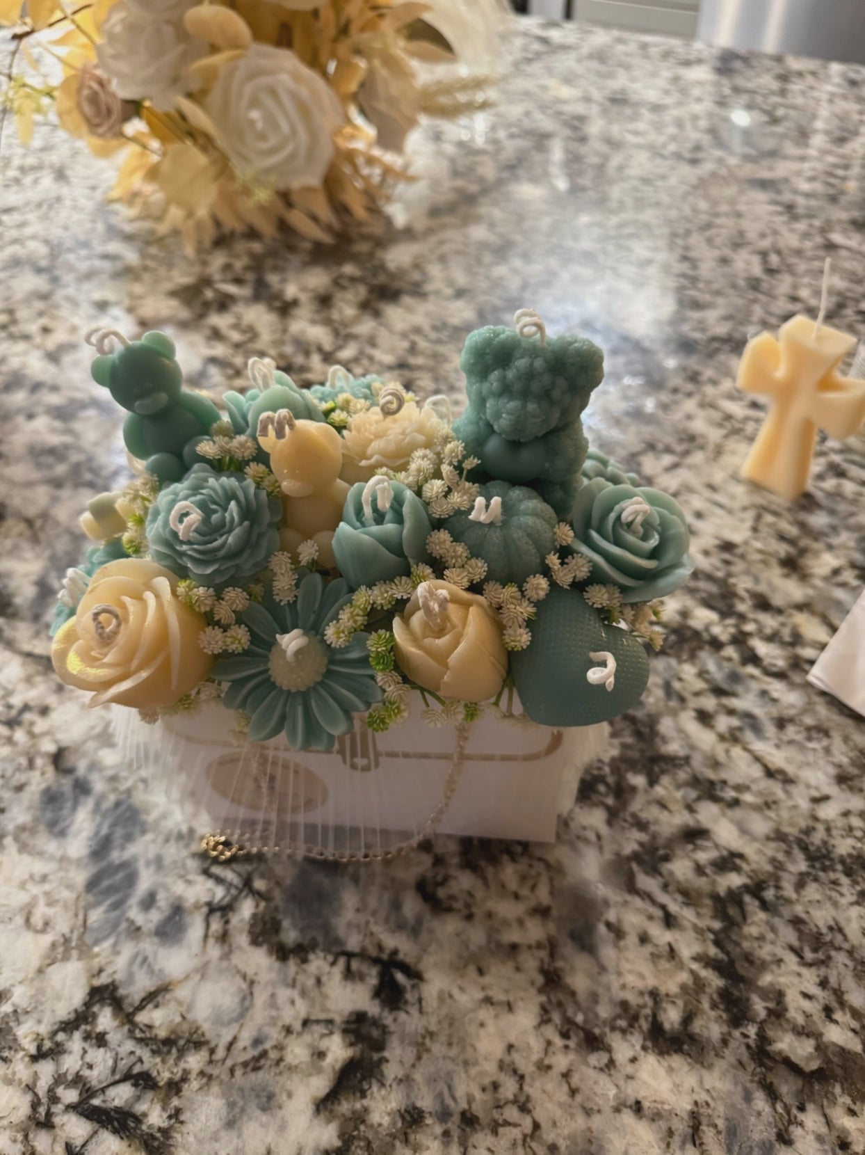 Shop Bloom Treasure, a premium handmade candle box crafted with soy wax floral designs. A unique luxury gift and home décor centerpiece.