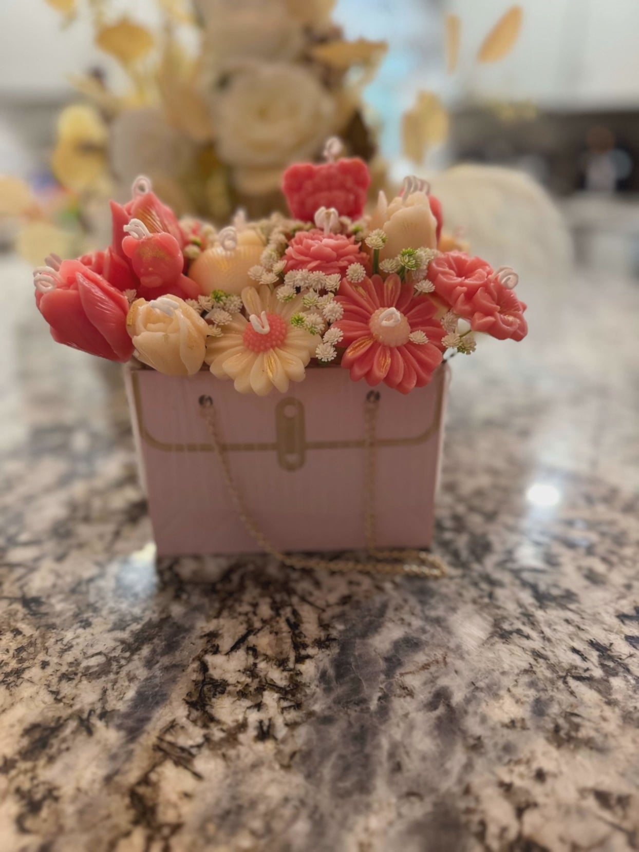 Shop Bloom Treasure, a premium handmade candle box crafted with soy wax floral designs. A unique luxury gift and home décor centerpiece.