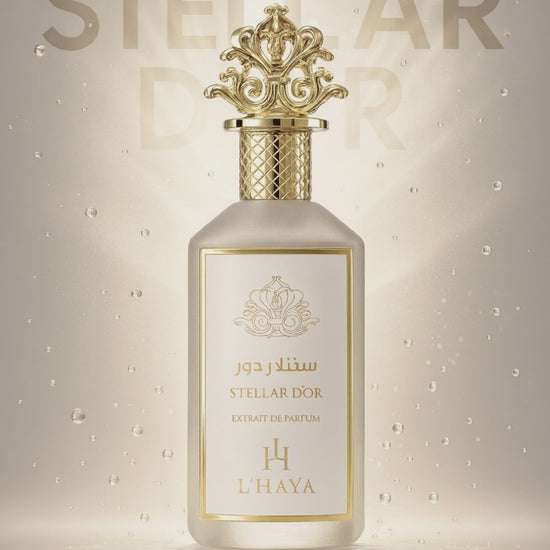 Shop L’Haya Stellar D’or Extrait de Parfum 100ml – a radiant floral, amber, and woody unisex fragrance. Elegant, sophisticated, and long-lasting.