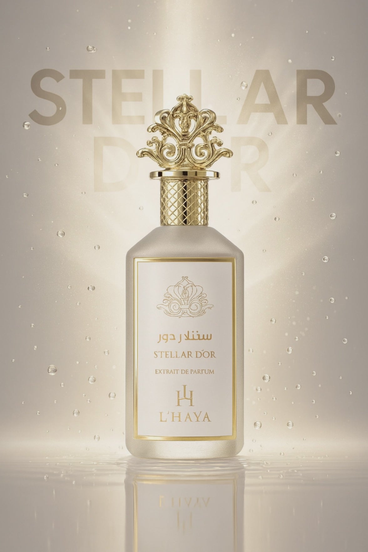 Shop L’Haya Stellar D’or Extrait de Parfum 100ml – a radiant floral, amber, and woody unisex fragrance. Elegant, sophisticated, and long-lasting.