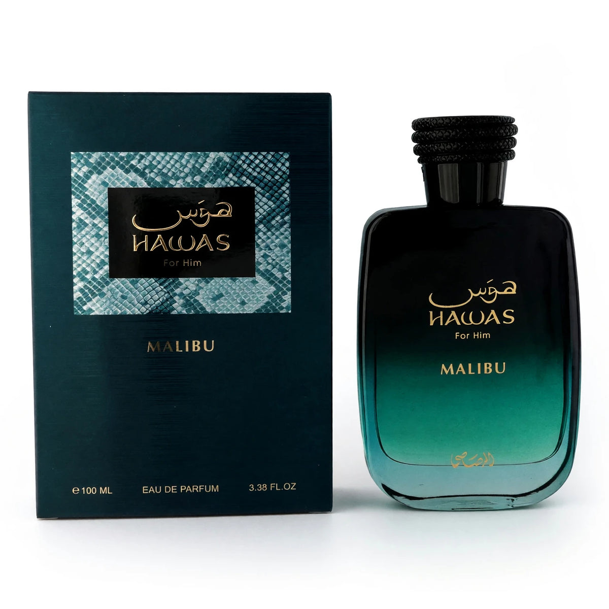 Rasasi Hawas Malibu For unisex Eau de Parfum 100 ml bottle and retail box