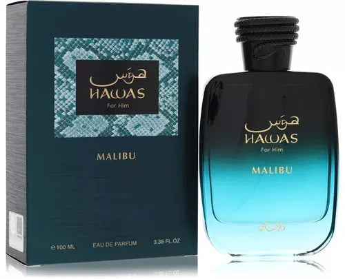 Rasasi Hawas Malibu For unisex Eau de Parfum 100 ml bottle and retail box