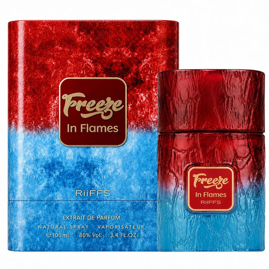RiiFFS Freeze In Flames Unisex Extrait de Parfum 100 ml red and blue bottle with retail box