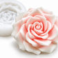 White RS1-7435 rose silicone candle mold with finished layered rose example