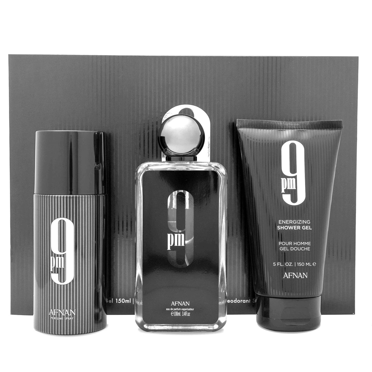 Afnan 9PM Men Gift Set – Eau de Parfum 3.4 oz + Shower Gel 5.0 oz + Deodorant Spray 5.0 oz
