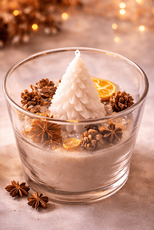 Handcrafted Tree Candle in Glass Bowl – Decorative Dough Bowl Candle