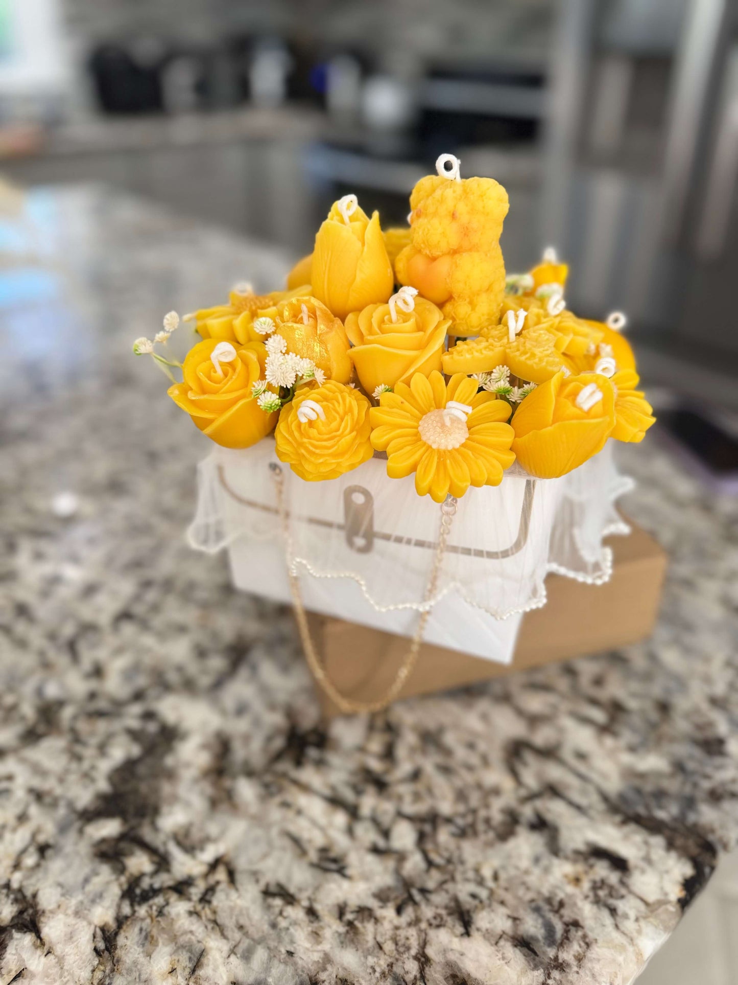 Shop Bloom Treasure, a premium handmade candle box crafted with soy wax floral designs. A unique luxury gift and home décor centerpiece.