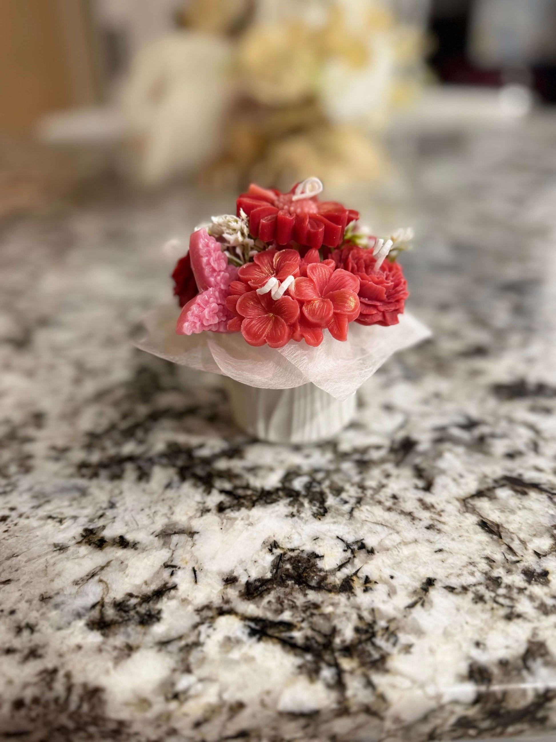 Premium handcrafted candle with fresh rose essence. Elegant floral design, perfect for gifting or luxury home décor.