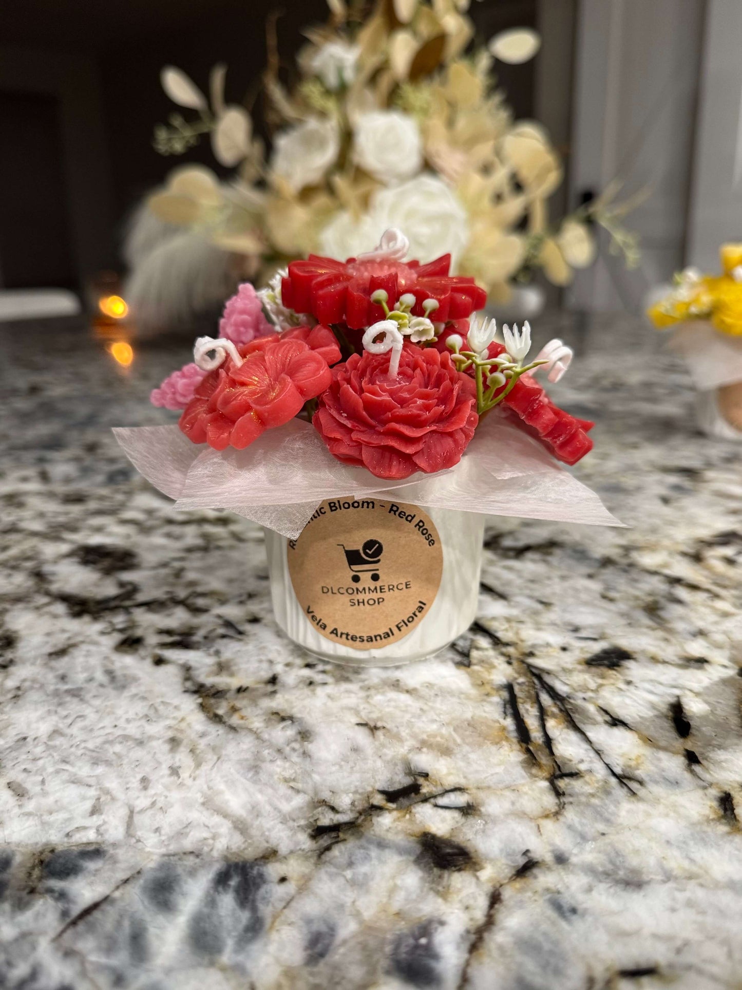 Premium handcrafted candle with fresh rose essence. Elegant floral design, perfect for gifting or luxury home décor.