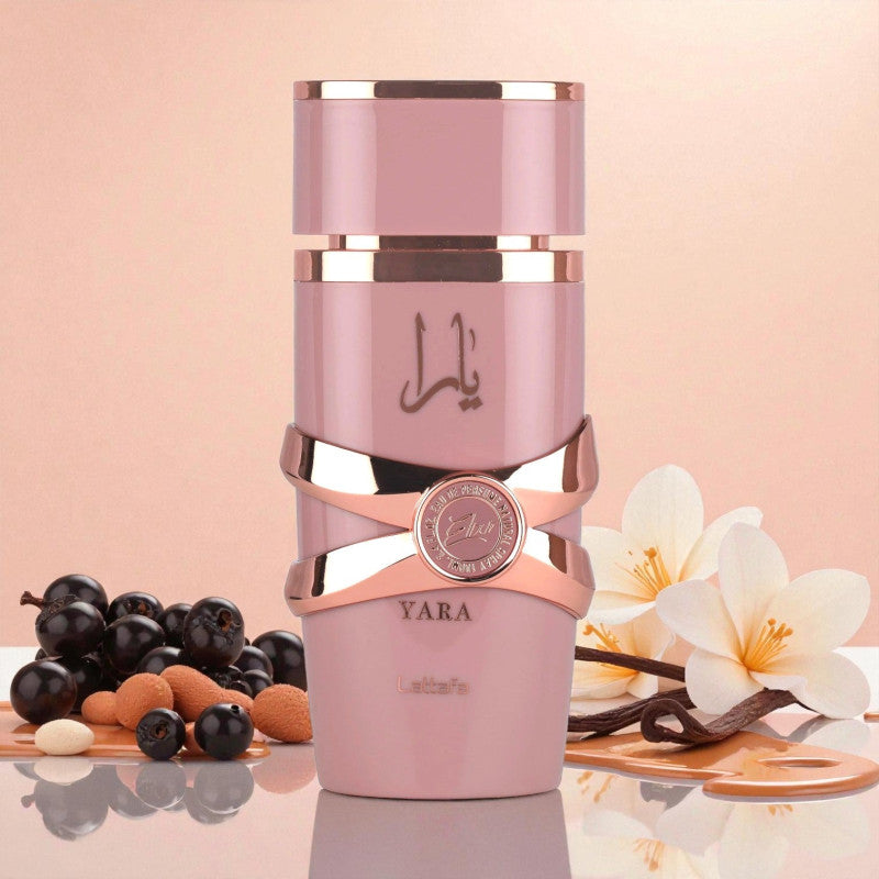 Lattafa Yara Elixir Eau de Parfum for women sweet creamy gourmand perfume bottle