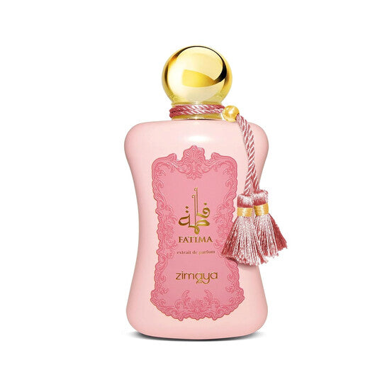 Zimaya Fatima Pink 3.4 oz Eau de Parfum for Women – a soft floral and sweet fragrance that blends rose, jasmine, and vanilla for a long-lasting elegant scent. 
